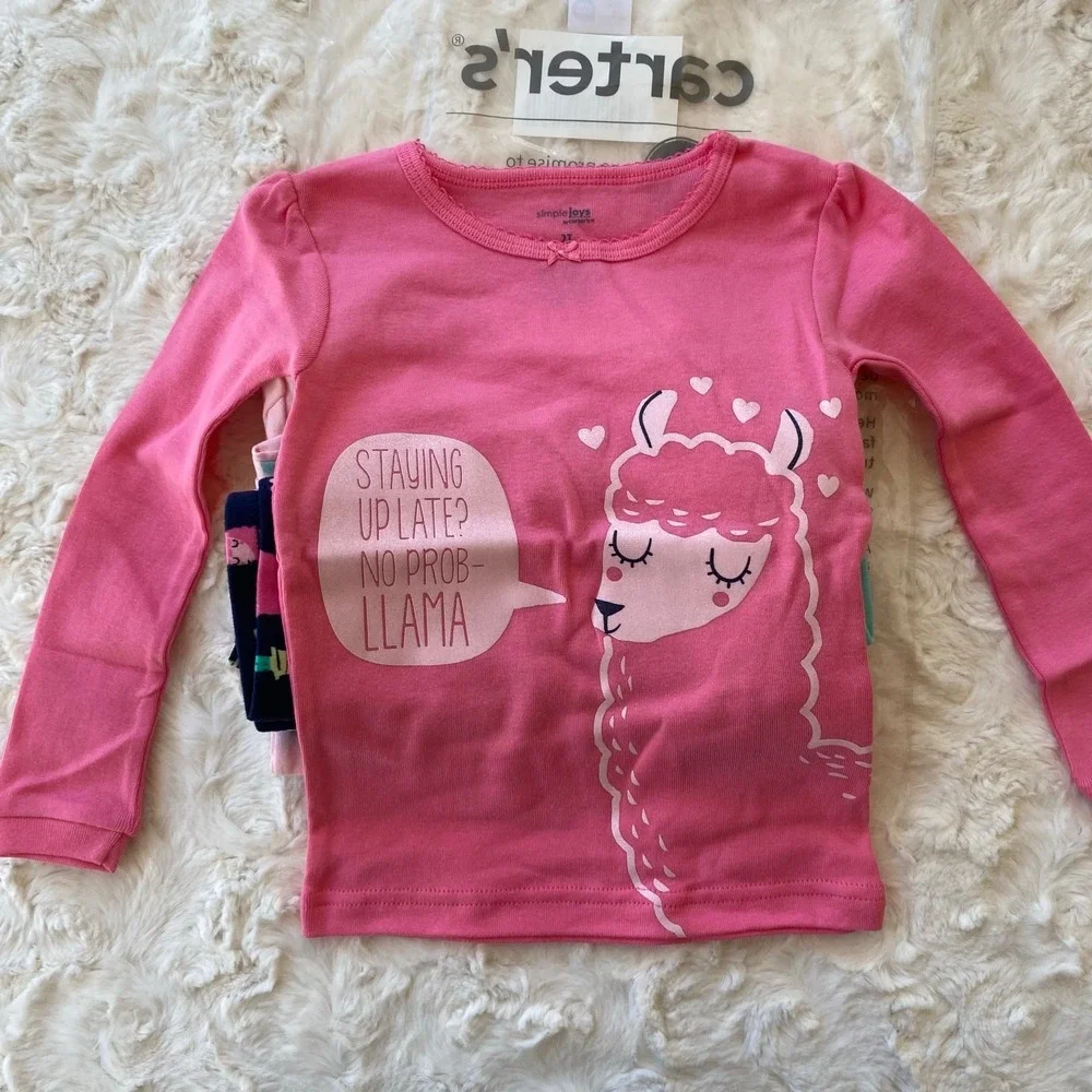 Simple Joys by‎ Carter's Girls 6-Piece Snug Fit Cotton Pajama Set Size 2T Lounge